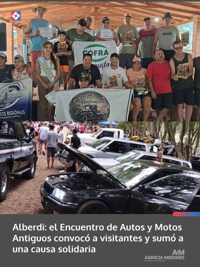 Alberdi: el Encuentro de Autos y Motos Antiguos convocó a visitantes y sumó a una causa solidaria