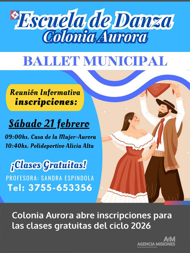 Colonia Aurora abre inscripciones para las clases gratuitas del ciclo 2026