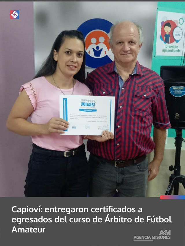 Capioví: entregaron certificados a egresados del curso de Árbitro de Fútbol Amateur