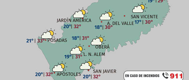 Misiones: fin de semana con tiempo estable y lluvias hacia el lunes
