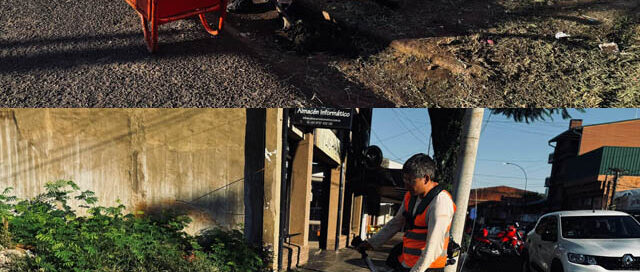 Puerto Iguazú: realizan tareas de limpieza y remarcado de señalización vial en distintos sectores