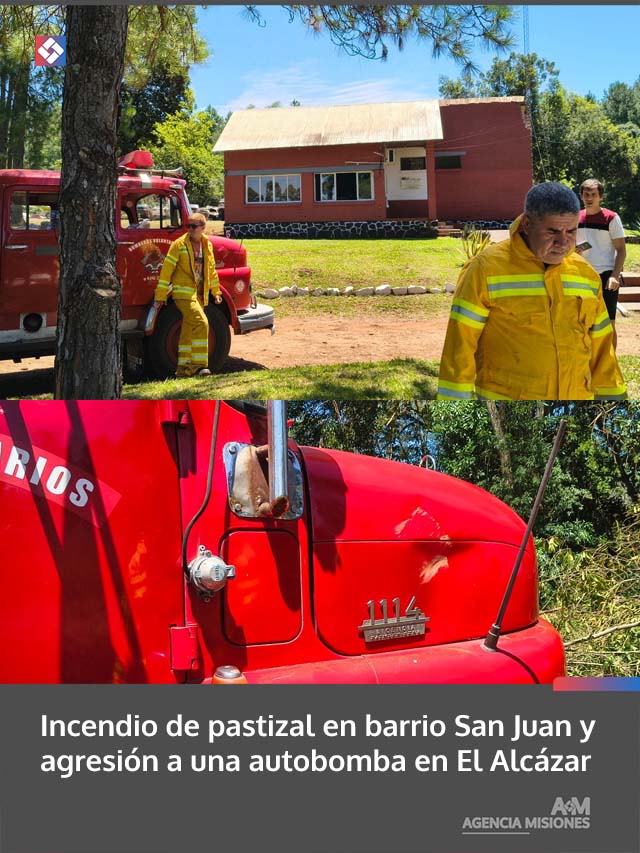 Incendio de pastizal en barrio San Juan y agresión a una autobomba en El Alcázar