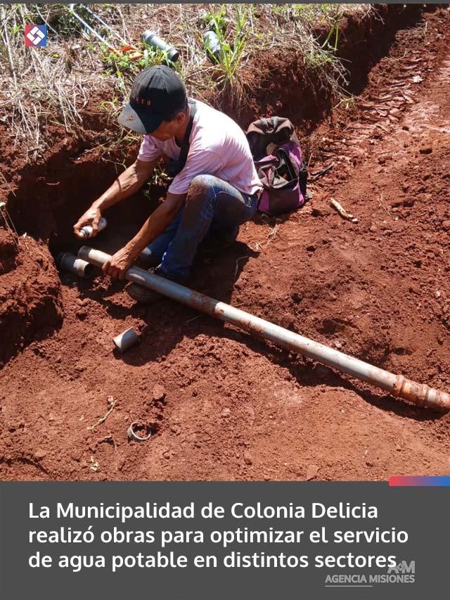 La Municipalidad de Colonia Delicia realizó obras para optimizar el servicio de agua potable en distintos sectores