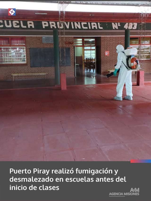 Puerto Piray realizó fumigación y desmalezado en escuelas antes del inicio de clases