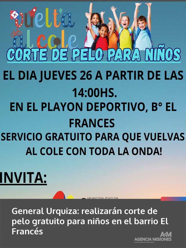 General Urquiza: realizarán corte de pelo gratuito para niños en el barrio El Francés