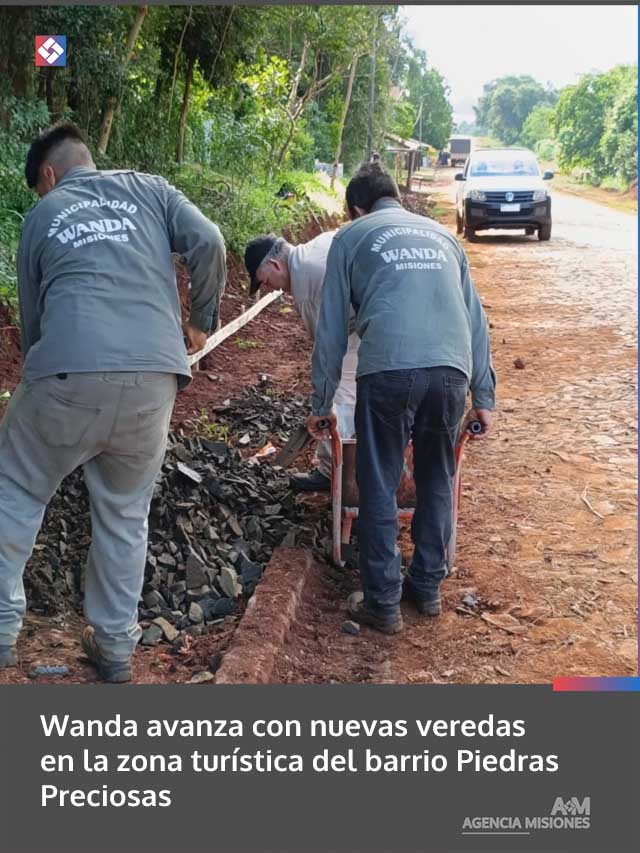 Wanda avanza con nuevas veredas en la zona turística del barrio Piedras Preciosas