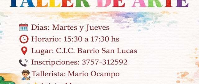 Iguazú: abren inscripciones para el Taller de Arte en el CIC del barrio San Lucas