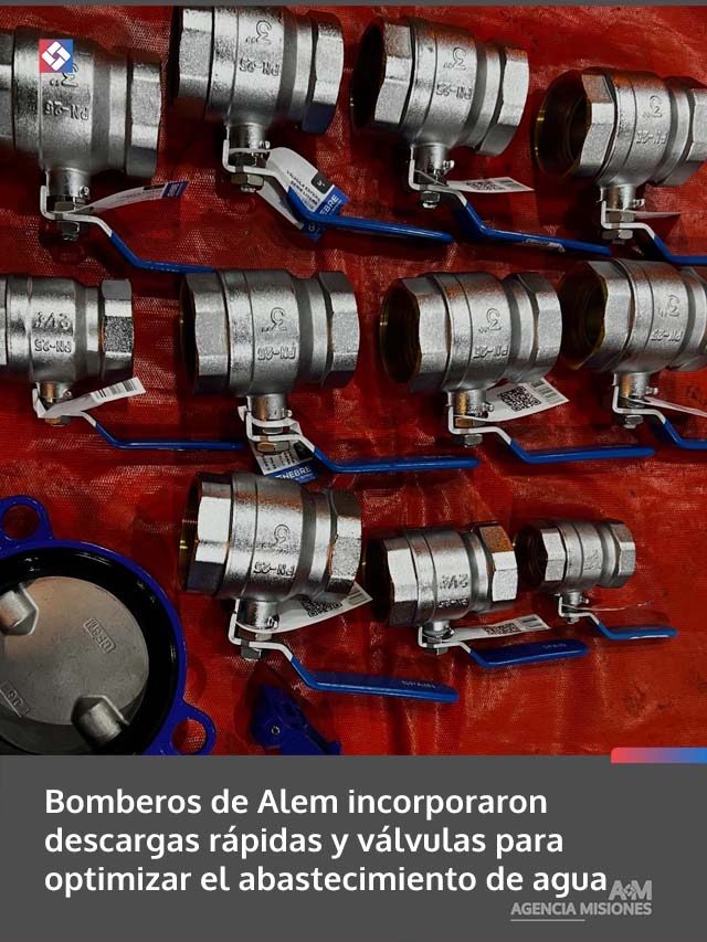 Bomberos de Alem incorporaron descargas rápidas y válvulas para optimizar el abastecimiento de agua