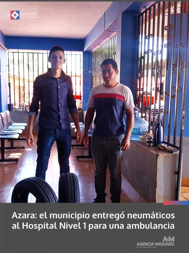 Azara: el municipio entregó neumáticos al Hospital Nivel 1 para una ambulancia