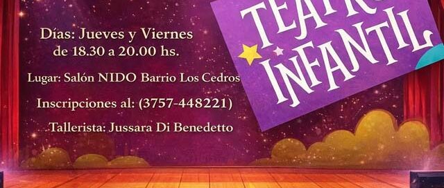 Iguazú: invitan a niñas y niños a sumarse al Taller de Teatro Infantil en el barrio Los Cedros
