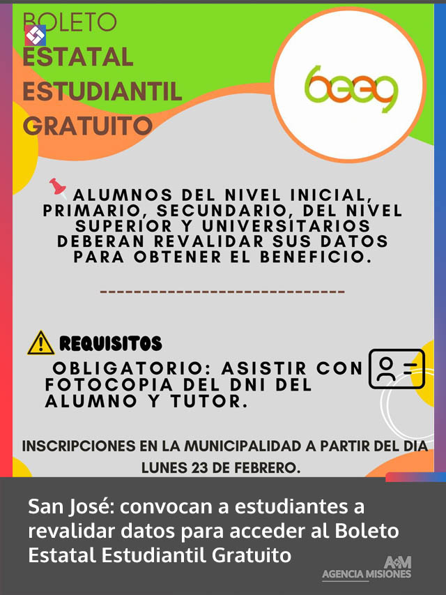San José: convocan a estudiantes a revalidar datos para acceder al Boleto Estatal Estudiantil Gratuito