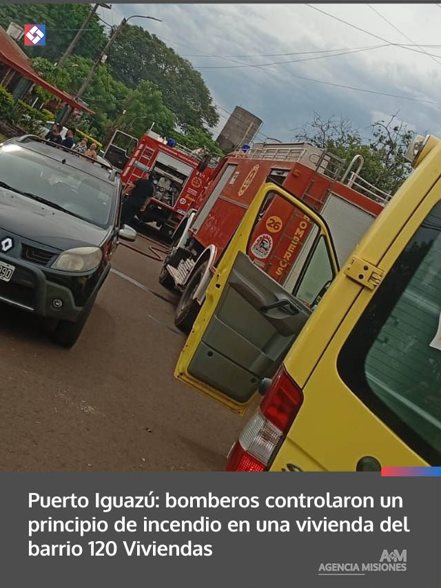 Puerto Iguazú: bomberos controlaron un principio de incendio en una vivienda del barrio 120 Viviendas
