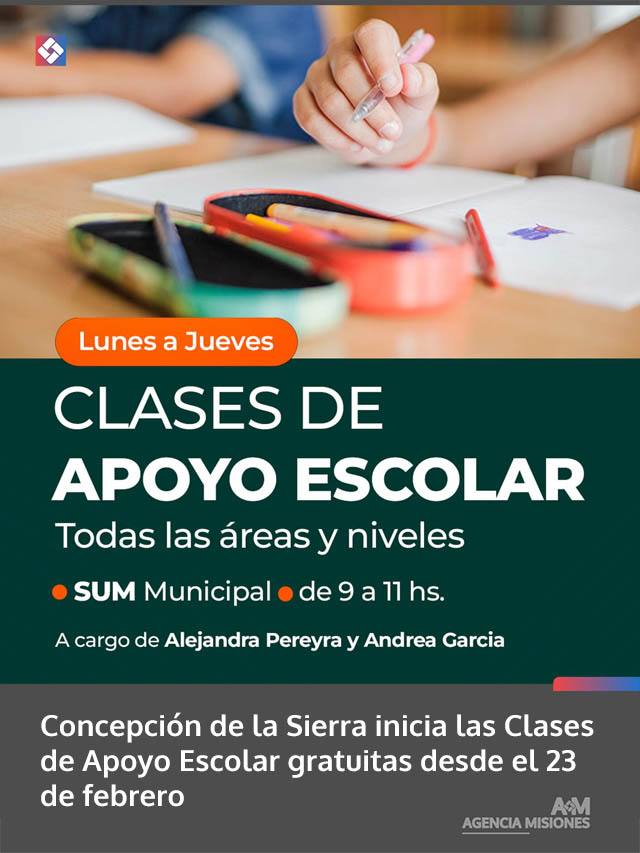 Concepción de la Sierra inicia las Clases de Apoyo Escolar gratuitas desde el 23 de febrero