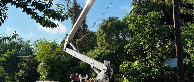 Puerto Iguazú avanza con la colocación de luces LED sobre la calle Oscar Smith
