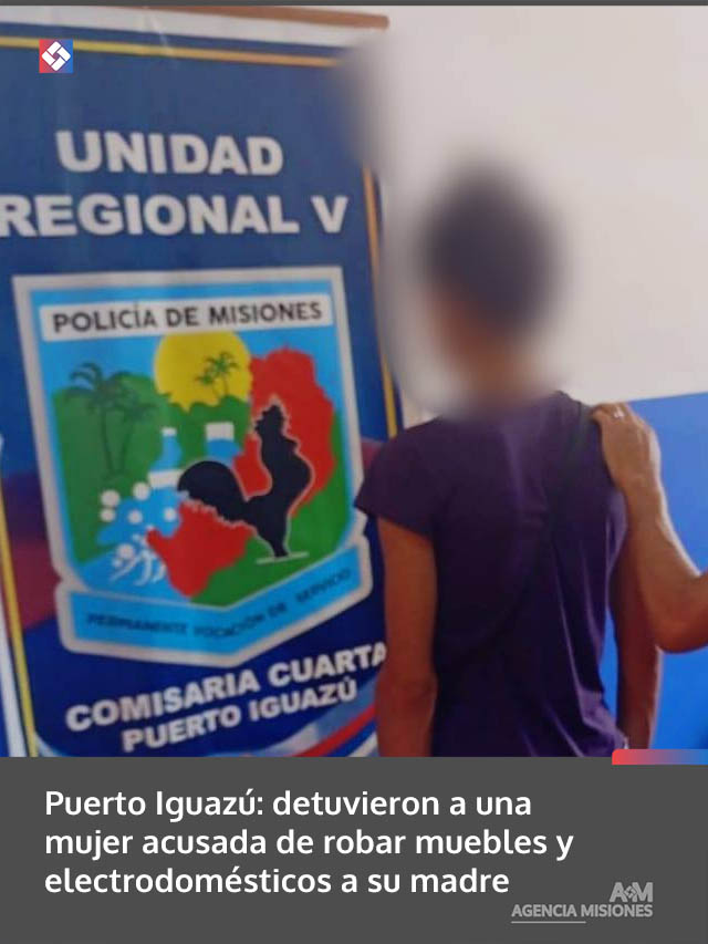 Puerto Iguazú: detuvieron a una mujer acusada de robar muebles y electrodomésticos a su madre
