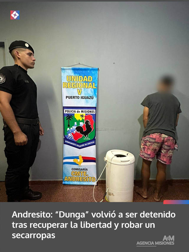 Andresito: “Dunga” volvió a ser detenido tras recuperar la libertad y robar un secarropas
