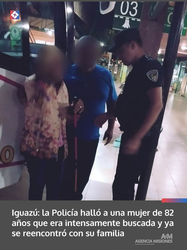 Iguazú: la Policía halló a una mujer de 82 años que era intensamente buscada y ya se reencontró con su familia