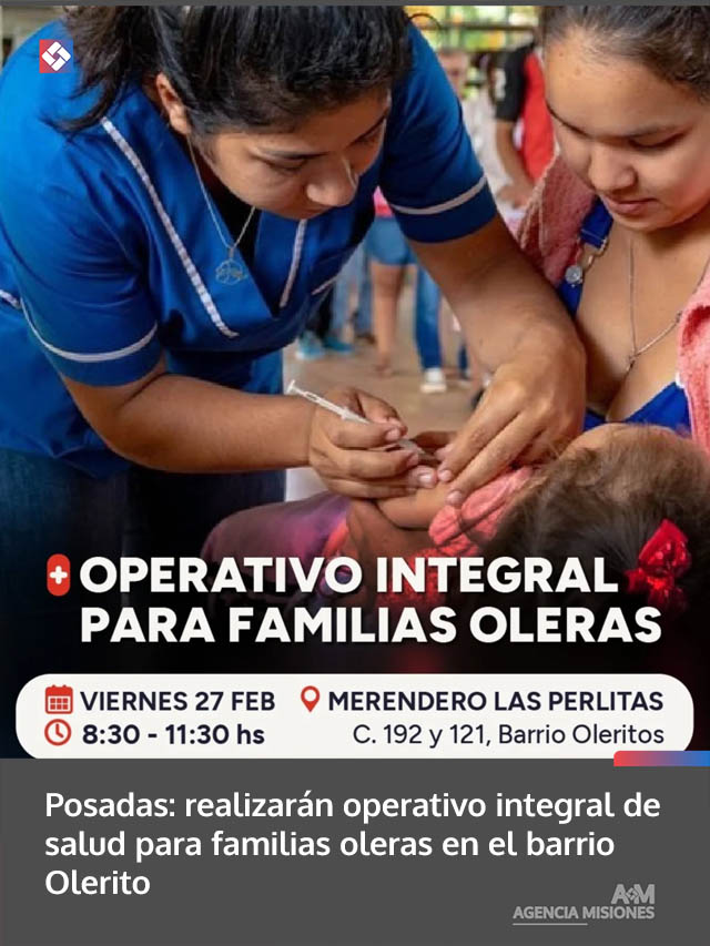 Posadas: realizarán operativo integral de salud para familias oleras en el barrio Olerito