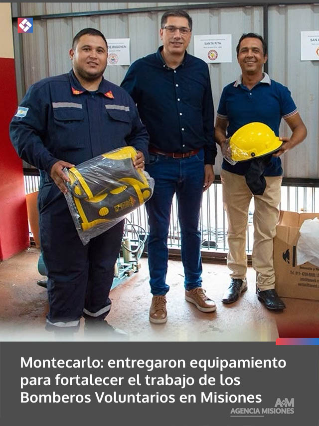 Montecarlo: entregaron equipamiento para fortalecer el trabajo de los Bomberos Voluntarios en Misiones