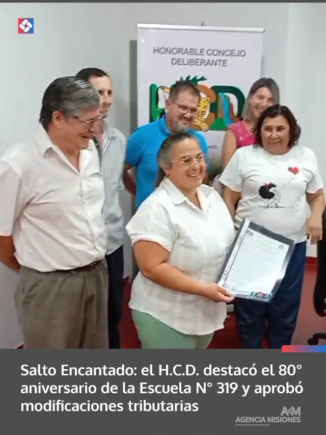 Salto Encantado: el Concejo Deliberante destacó el 80° aniversario de la Escuela N° 319 y aprobó modificaciones tributarias