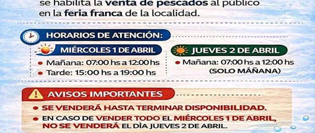 Anuncian jornadas de venta de pescado en la Feria del Piscicultor de 25 de Mayo