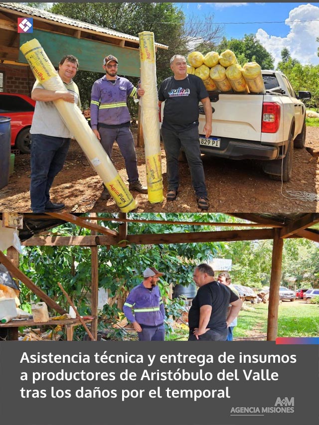 Asistencia técnica y entrega de insumos a productores de Aristóbulo del Valle tras los daños por el temporal