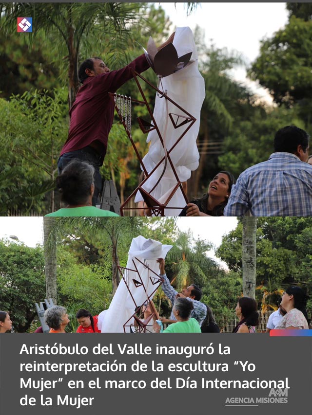 Aristóbulo del Valle inauguró la reinterpretación de la escultura “Yo Mujer” en el marco del Día Internacional de la Mujer
