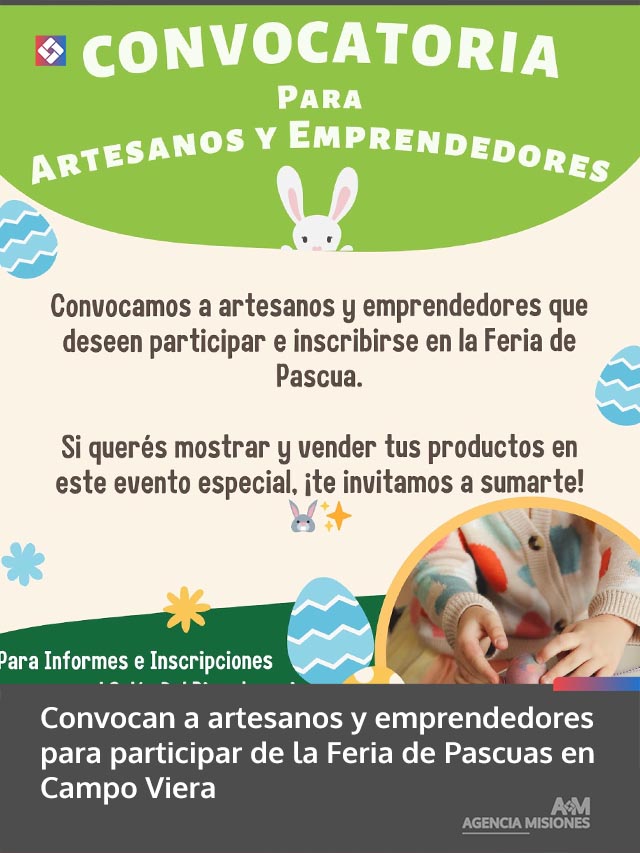 Convocan a artesanos y emprendedores para participar de la Feria de Pascuas en Campo Viera