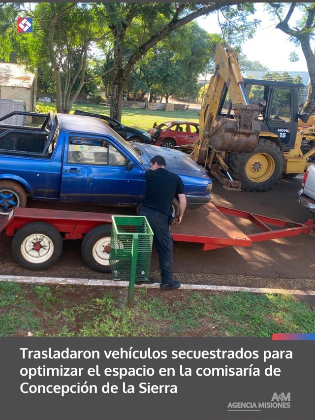 Trasladaron vehículos secuestrados para optimizar el espacio en la comisaría de Concepción de la Sierra