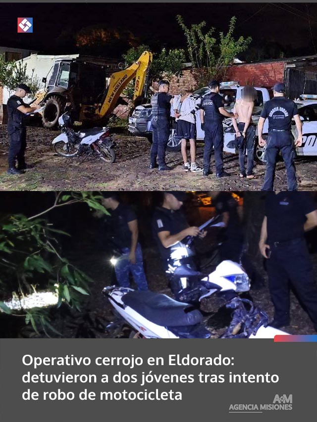 Operativo cerrojo en Eldorado: detuvieron a dos jóvenes tras intento de robo de motocicleta