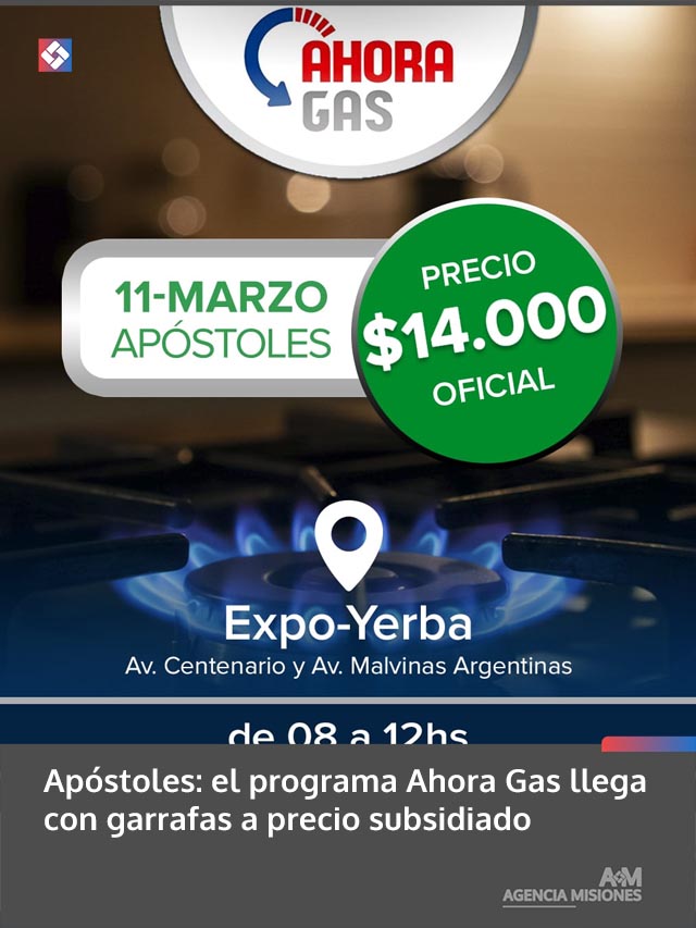 Apóstoles: el programa Ahora Gas llega con garrafas a precio subsidiado