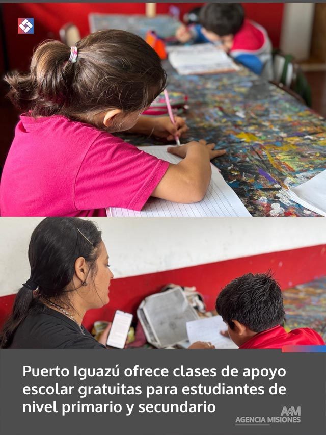 Puerto Iguazú ofrece clases de apoyo escolar gratuitas para estudiantes de nivel primario y secundario