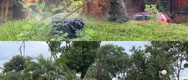 Realizaron tareas de mantenimiento y limpieza en la Plaza Belén de Puerto Iguazú