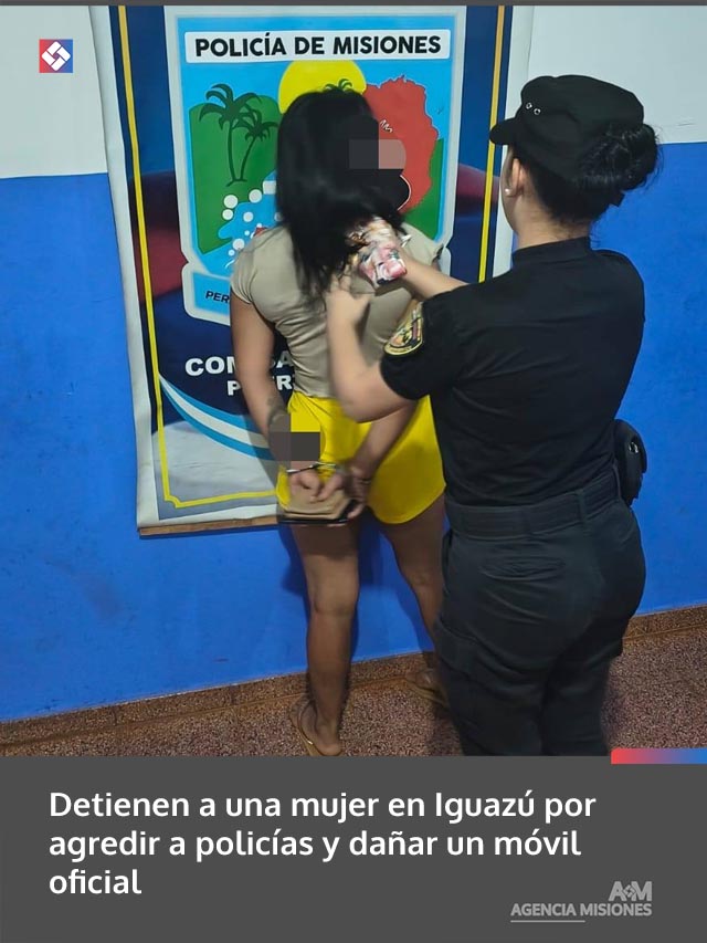 Detienen a una mujer en Iguazú por agredir a policías y dañar un móvil oficial