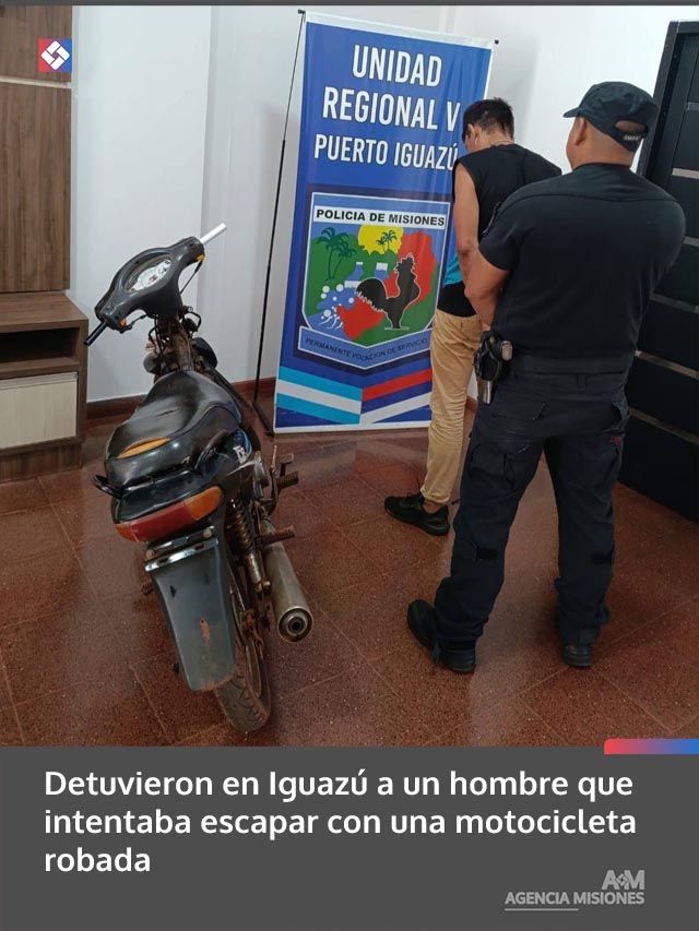Detuvieron en Iguazú a un hombre que intentaba escapar con una motocicleta robada