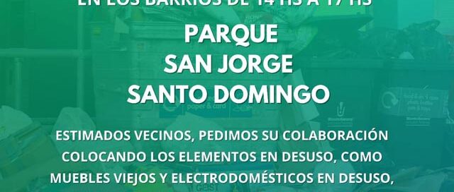 Operativo de descacharrizado en Libertad: recorrerán tres barrios este martes