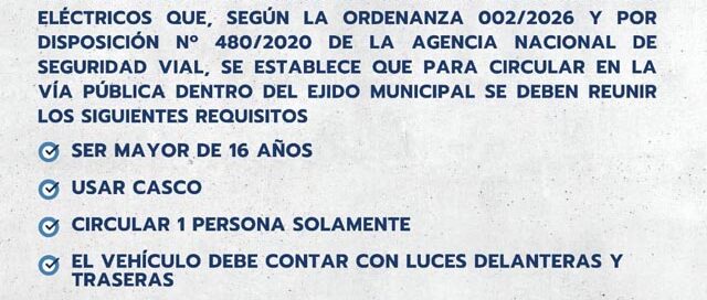 Puerto Libertad recuerda la vigencia de la ordenanza que regula el uso de monopatines eléctrico