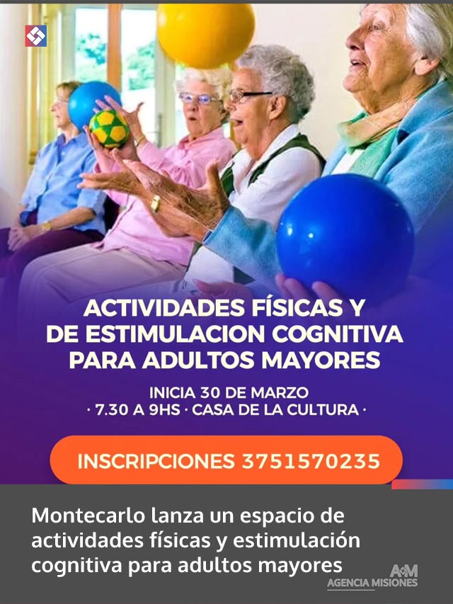 Montecarlo lanza un espacio de actividades físicas y estimulación cognitiva para adultos mayores