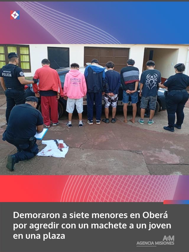 Demoraron a siete menores en Oberá por agredir con un machete a un joven en una plaza