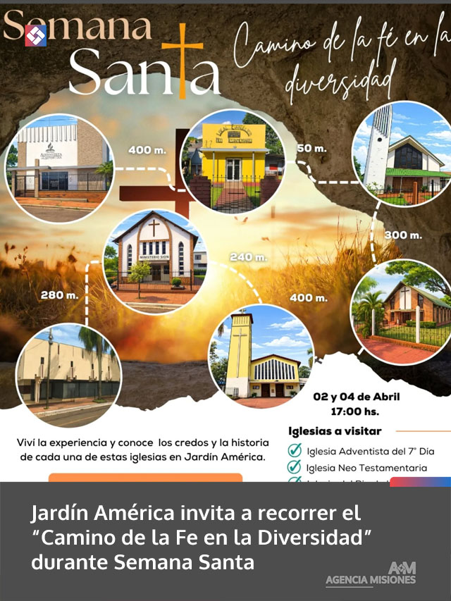 Jardín América invita a recorrer el “Camino de la Fe en la Diversidad” durante Semana Santa