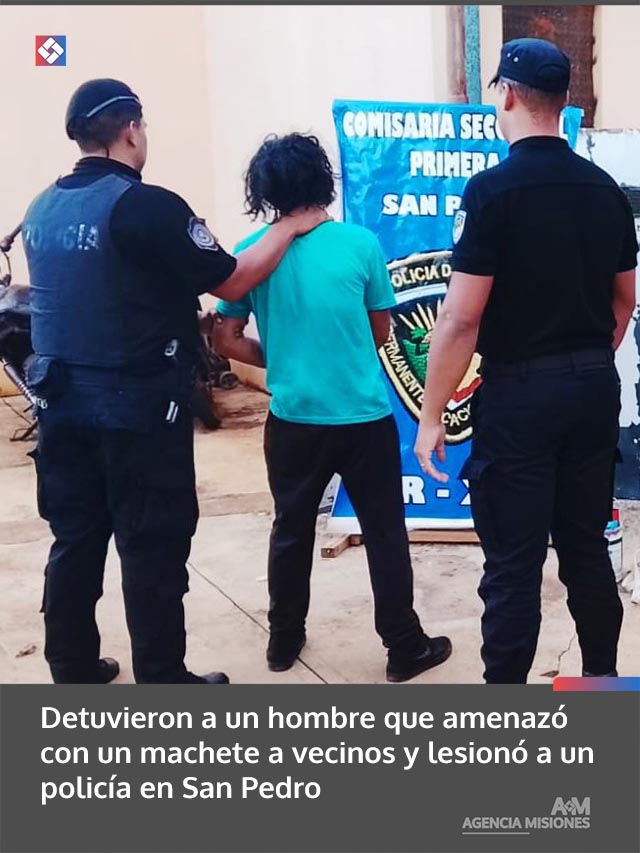 Detuvieron a un hombre que amenazó con un machete a vecinos y lesionó a un policía en San Pedro