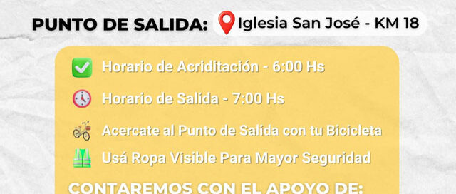 Puerto Piray invita a participar de la primera edición de la Bici Peregrinación por las 7 iglesias