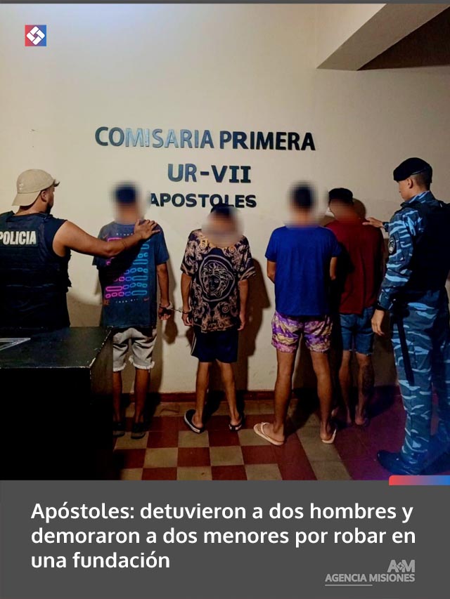 Apóstoles: detuvieron a dos hombres y demoraron a dos menores por robar en una fundación