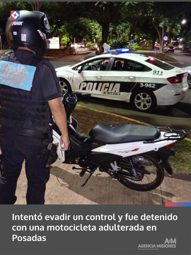 Intentó evadir un control y fue detenido con una motocicleta adulterada en Posadas