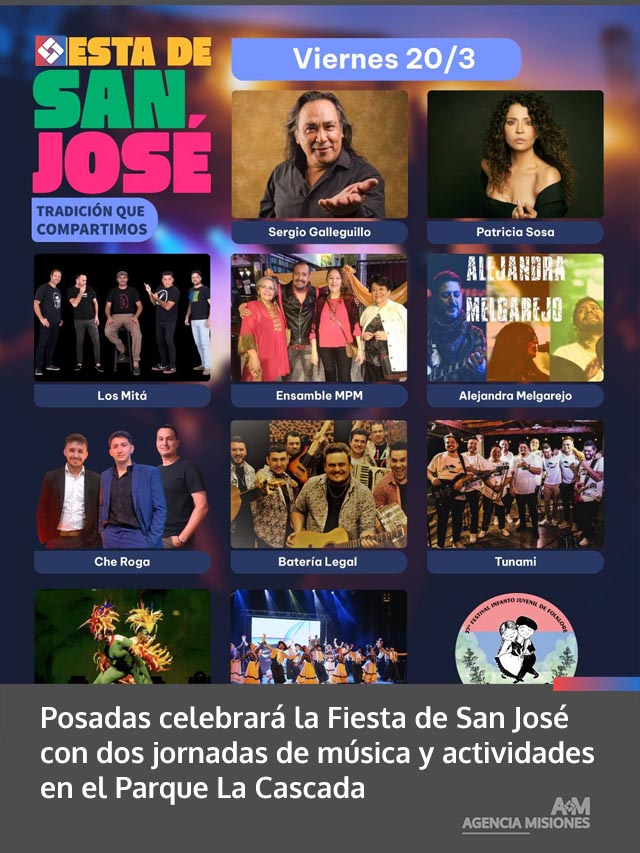 Posadas celebrará la Fiesta de San José con dos jornadas de música y actividades en el Parque La Cascada
