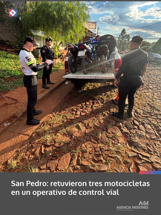 San Pedro: retuvieron tres motocicletas en un operativo de control vial