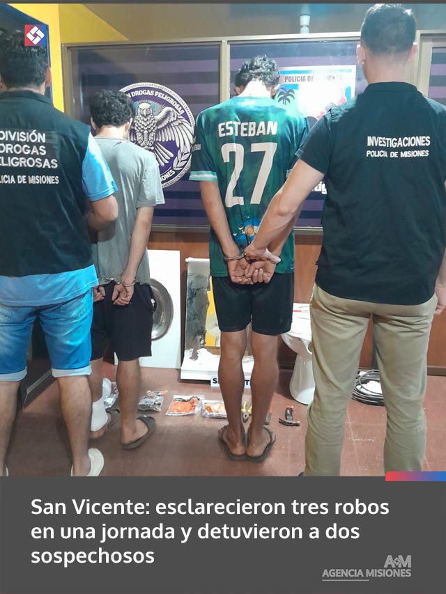 San Vicente: esclarecieron tres robos en una jornada y detuvieron a dos sospechosos