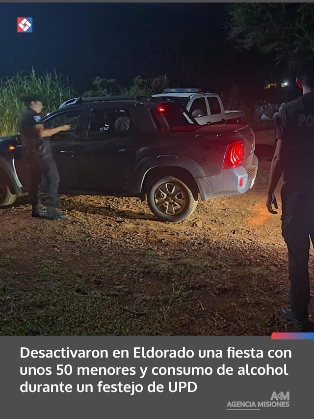 Desactivaron en Eldorado una fiesta con unos 50 menores y consumo de alcohol durante un festejo de UPD