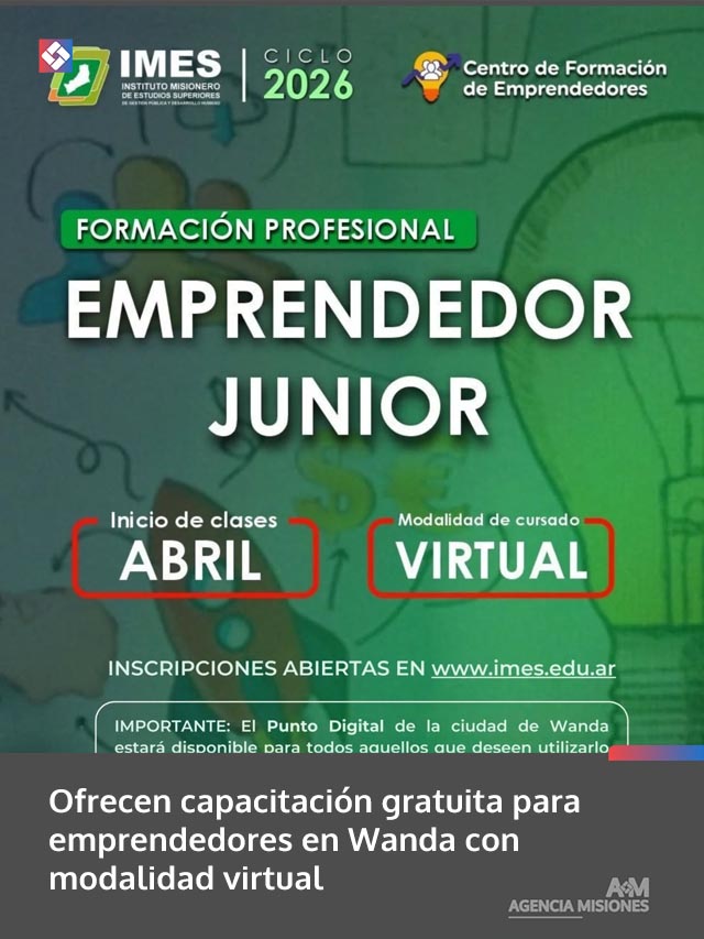 Ofrecen capacitación gratuita para emprendedores en Wanda con modalidad virtual