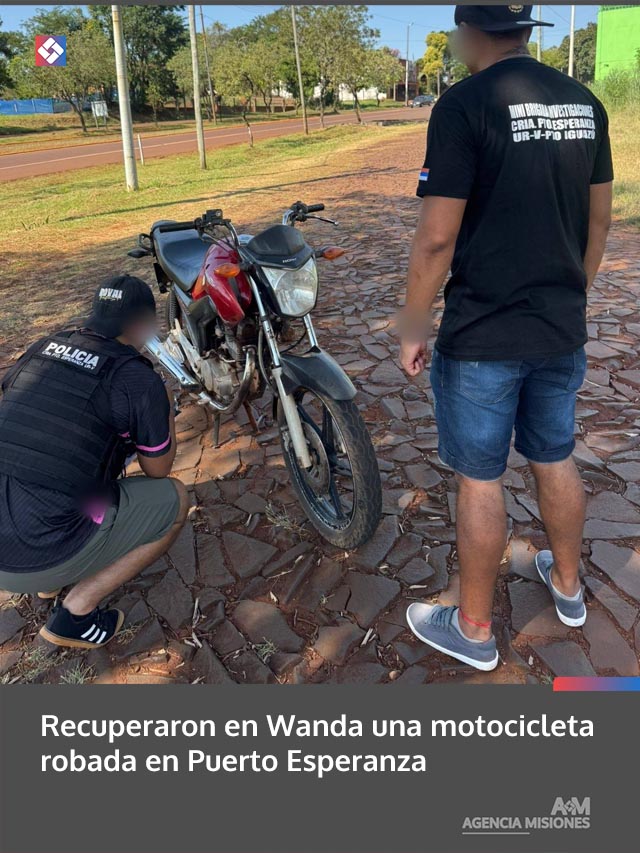 Recuperaron en Wanda una motocicleta robada en Puerto Esperanza